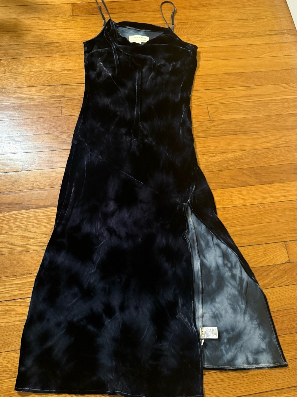 Cloth & Stone Velvet Slip Maxi Dress Midnight Blue M Anthropologie